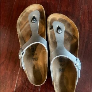 Birkenstock Silver and Tan Sandals